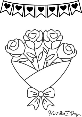 Anneler günü ücretsiz boyama sayfası 4 adet
